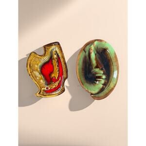 Deforest California Pottery MCM Ashtrays Atomic Drip Glaze Ceramic